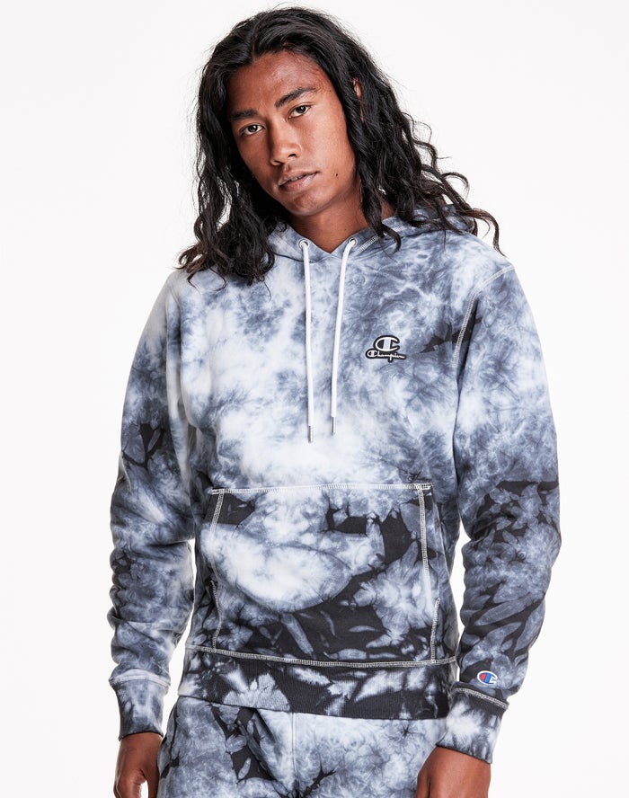 Champion Mens Hoodie NZ - Galaxy Dye Embroidered C & Script Applique White/Black ( 2681-EAULZ )